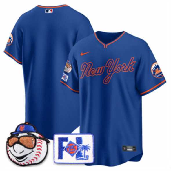 Men%27s New York Mets Blank Royal 2025 Spring Training Stitched Jersey Dzhi
